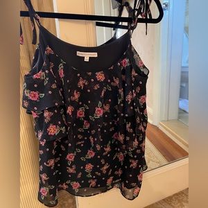 Black and pink floral silky top